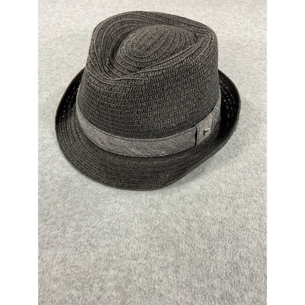 New Era EK Collection Black Woven Paper Straw Fedora Trilby Hat Large